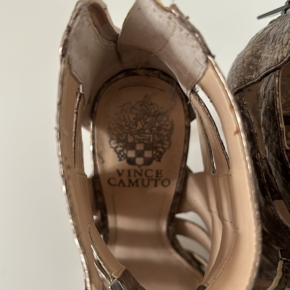 Vince Camuto Bronze Freshi Leather Heels—Faux Snakeskin Size 5.5 M - Picture 5 of 6